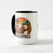 Personalized Photo Retro Bahamas Tropical Beach Tasse (Vorderseite Links)