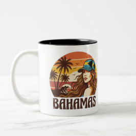 Personalized Photo Retro Bahamas Tropical Beach Zweifarbige Tasse
