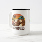 Personalized Photo Retro Bahamas Tropical Beach Zweifarbige Tasse (Vorderseite Links)