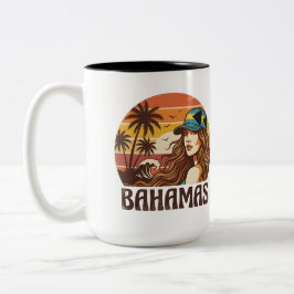 Personalized Photo Retro Bahamas Tropical Beach Zweifarbige Tasse