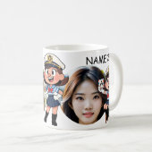 Personalized PHOTO Sailor Cartoon Character - NAME Kaffeetasse (VorderseiteRechts)