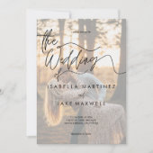 Personalized Photo Sunset Elegant Script Wedding Einladung (Vorderseite)