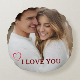 Personalized Photo Valentine's Day Round Pillow Rundes Kissen