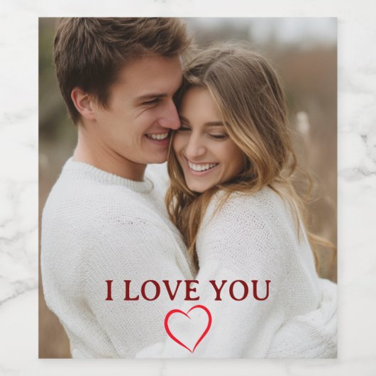 Personalized Photo Valentine's Day Wine Label Weinetikett (Einzelnes Label)