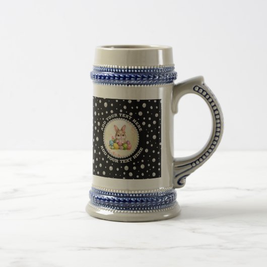 Personalized Photo with Pearls Circle on Black Bierglas (Rechts)