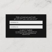 Personalized Photo with Pearls Circle on Black Empfehlungskarte (Rückseite)