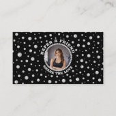 Personalized Photo with Pearls Circle on Black Empfehlungskarte (Vorderseite)
