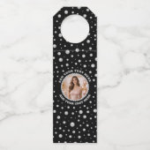 Personalized Photo with Pearls Circle on Black Flaschenanhänger (Vorderseite)