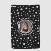 Personalized Photo with Pearls Circle on Black Golfhandtuch (Vorderseite)