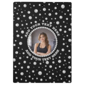 Personalized Photo with Pearls Circle on Black Klemmbrett (Rückseite)