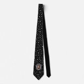 Personalized Photo with Pearls Circle on Black Krawatte (Vorderseite)