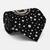 Personalized Photo with Pearls Circle on Black Krawatte (Gerollt)
