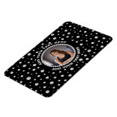 Personalized Photo with Pearls Circle on Black Magnet (Linke Seite)