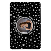 Personalized Photo with Pearls Circle on Black Magnet (Vertikal)