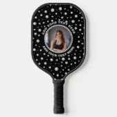 Personalized Photo with Pearls Circle on Black Pickleball Schläger (Vorderseite)
