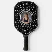 Personalized Photo with Pearls Circle on Black Pickleball Schläger (Rückseite)