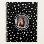 Personalized Photo with Pearls Circle on Black Planer (Vorderseite)