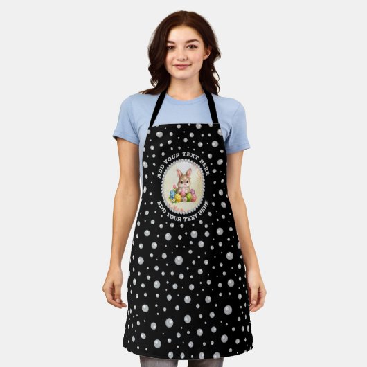 Personalized Photo with Pearls Circle on Black Schürze (Getragen)