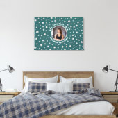 Personalized Photo with Pearls Circle on Teal Leinwanddruck (Insitu (Schlafzimmer))