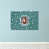 Personalized Photo with Pearls Circle on Teal Leinwanddruck (Insitu (Holzboden))