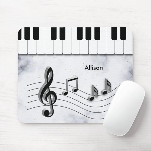 Personalized Piano Keys and Music Notes Mousepad (Mit Mouse)