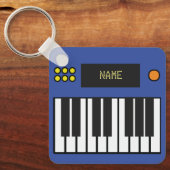 Personalized Piano Keys Keyboard Keychain Blue Schlüsselanhänger (Vorderseite)