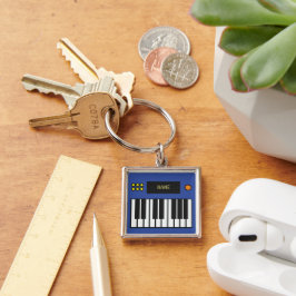 Personalized Piano Keys Keyboard Keychain Blue Schlüsselanhänger