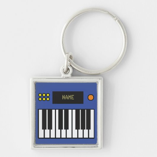 Personalized Piano Keys Keyboard Keychain Blue Schlüsselanhänger (Vorne)