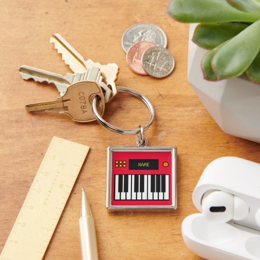 Personalized Piano Keys Keyboard Keychain Red Schlüsselanhänger (Schreibtisch)