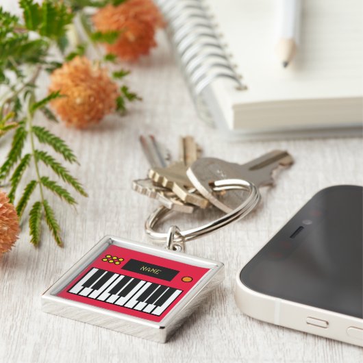 Personalized Piano Keys Keyboard Keychain Red Schlüsselanhänger (Seite)