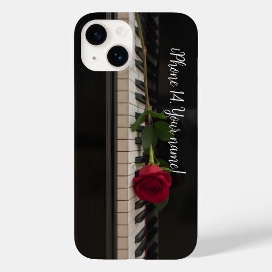 Personalized Piano with a red rose - romantic Case-Mate iPhone Hülle (Rückseite)