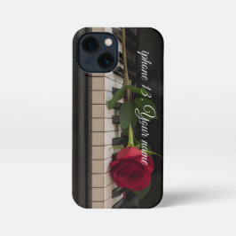 Personalized Piano with a red rose - romantic  iPhone 13 Mini Hülle