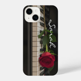 Personalized Piano with a red rose - romantic iPhone 14 Hülle