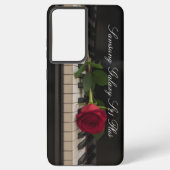 Personalized Piano with a red rose - romantic Samsung Galaxy Hülle (Rückseite)