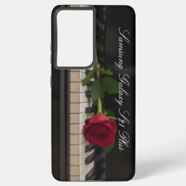 Personalized Piano with a red rose - romantic Samsung Galaxy Hülle