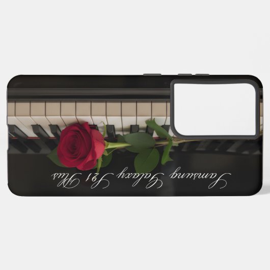 Personalized Piano with a red rose - romantic Samsung Galaxy Hülle (Rückseite (Horizontal))