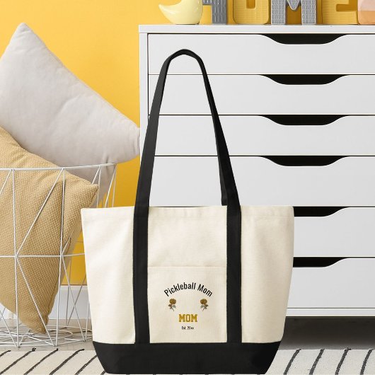 Personalized Pickleball Mom in Elegant Blush Gold Tragetasche