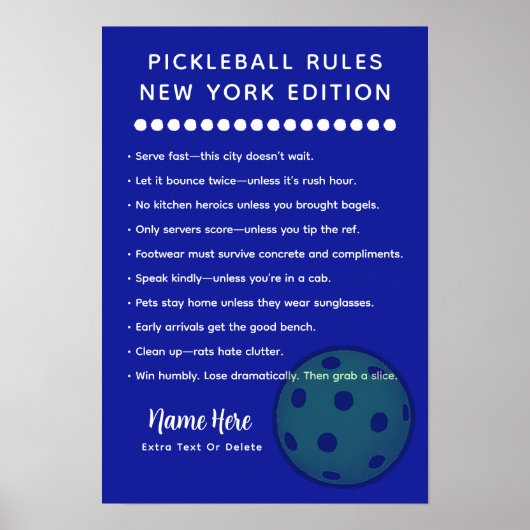 Personalized Pickleball New York Edition Poster (Vorne)