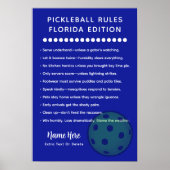 Personalized Pickleball Rules Florida Rules Poster (Vorne)