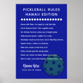 Personalized Pickleball Rules Hawaii Edition Post Poster (Vorne)