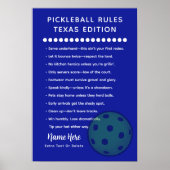 Personalized Pickleball Rules Texas Edition Poster (Vorne)