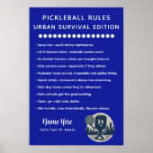 Personalized Pickleball Rules Urban Survival Poster (Vorne)