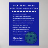 Personalized Pickleball Rules West Coast Surfer Poster (Vorne)