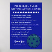 Personalized Pickleball Rules Western Survival Poster (Vorne)
