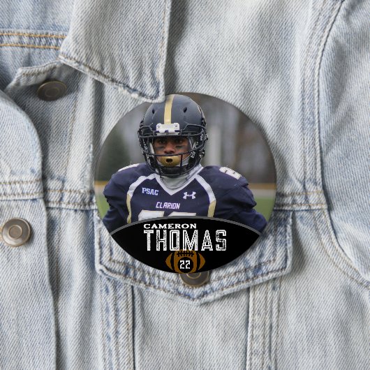 Personalized Picture Football Player Name Number Button (Beispiel)