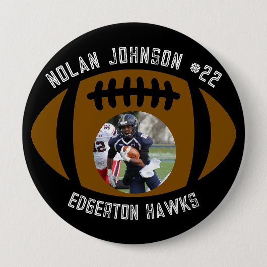 Personalized Picture Football Player School Mascot Button (Vorderseite)