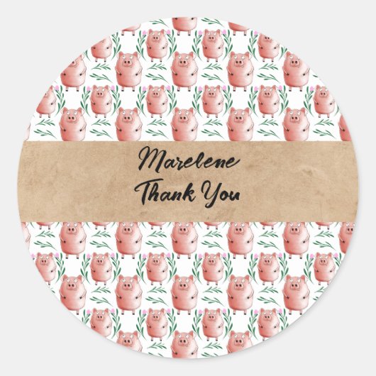 Personalized Pig Sticker – Cute Custom Farm Animal (Vorderseite)