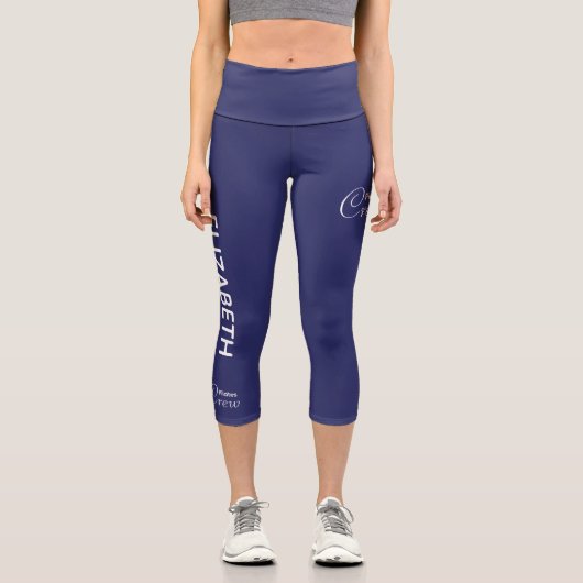 Personalized Pilates Crew Reformer / Mat Blue Capri Leggings (Vorderseite)