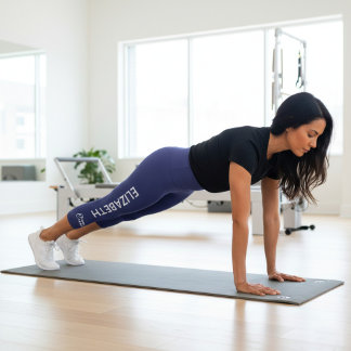 Personalized Pilates Crew Reformer / Mat Blue Capri Leggings