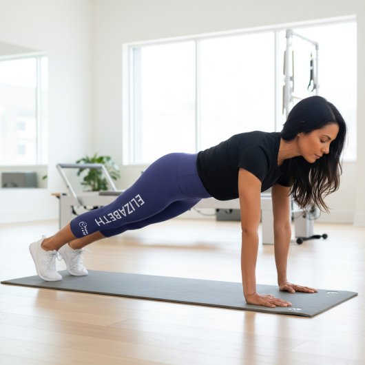 Personalized Pilates Crew Reformer / Mat Blue Capri Leggings